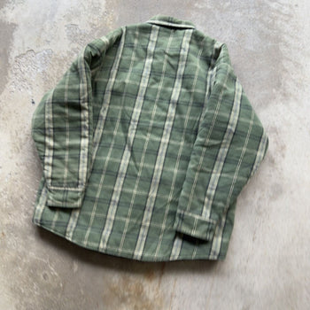 2000S GREEN QUILTED LINED PLAID SKATER GRUNGE FLANNEL