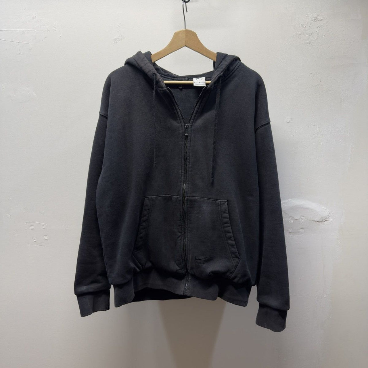 Nike MMW Black Double Face Zip Up Hoodie Faded