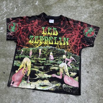 1990s THRASHED LED ZEPPELIN HOUSES OF HOLY ALL OVER PRINT TEE