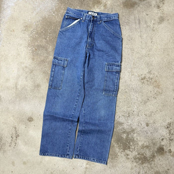 2000s FUSE BAGGY WIDE LEG DENIM CARGO POCKET SKATER JEANS