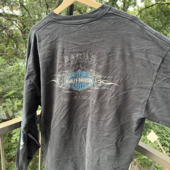 2000s Harley Davidson Faded Blue Clown Flame Longsleeve Tee