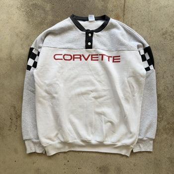 1990S CORVETTE RACING LOGO HENLEY CREWNECK SWEATSHIRT