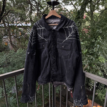 Sp5der Worldwide Rhinestone Denim Jacket