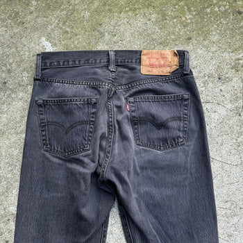 2000S LEVI’S 501 FADED BLACK STRAIGHT LEG DENIM JEANS