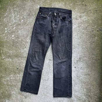 2000S LEVI’S 501 FADED BLACK STRAIGHT LEG DENIM JEANS