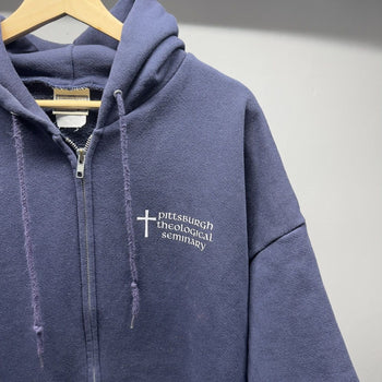 1990s Faded Theology Seminar Cross Jesus Zip Up Hoodie