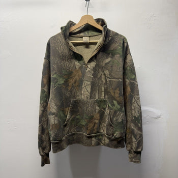 Vintage 1990s Realtree Boxy Quarter Zip Camo Fleece Sweatshirt