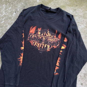 2000S HARLEY DAVIDSON FLAME LOGO LONGSLEEVE TEE