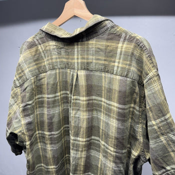 2000s Faded Green Plaid Shirt