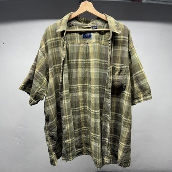 2000s Faded Green Plaid Shirt