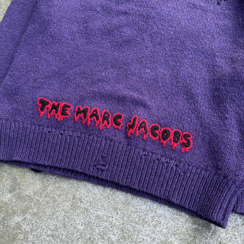 THE MARC JACOBS HEAVY KNIT SPIDER PICTURE SWEATER PURPLE