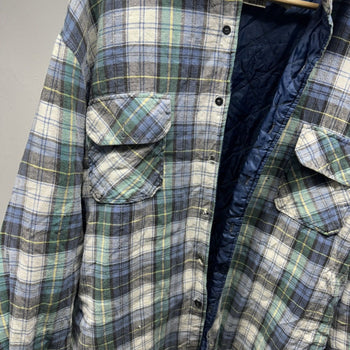 2000s Thrashed Distressed Plaid Grunge Flannel Shirt Jacket