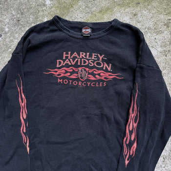 2000S HARLEY DAVIDSON FLAME LOGO LONGSLEEVE THERMAL