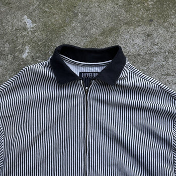 1990S BLACK AND WHITE STRIPED ZIP UP SHIRT