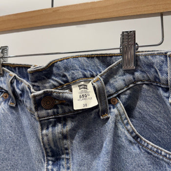 Vintage 1990s Levi's 550 Orange Tab Denim Shorts Grunge Faded