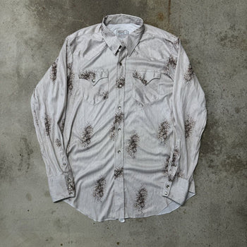 1970s HBARC GABARDINE SILKY WESTERN PEARL SNAP SHIRT