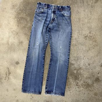 2000S THRASHED FADED LEVI’S 517 BOOT CUT DENIM JEANS