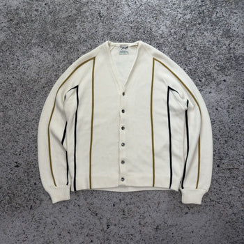 1960s Lloyd Striped Acrylic Raglan Cardigan Sweater