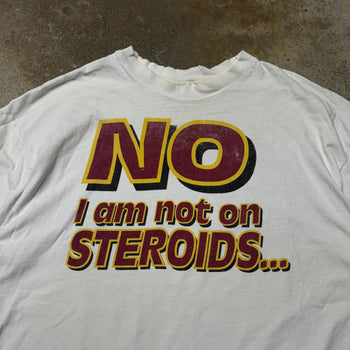 1990s STEROIDS THRASHED FADED WHITE TEE