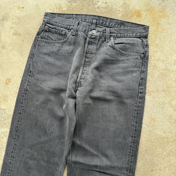 1990s LEVI'S 501 FADED BLACK DENIM JEANS MADE IN USA