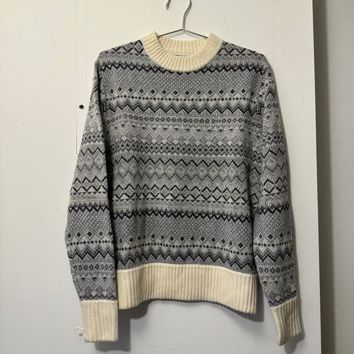 AIME LEON DORE ALD FAIR ISLE SWEATER GREY XS