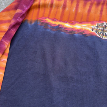 2000S HARLEY DAVIDSON FLAME LOGO TIE DYE LONGSLEEVE TEE