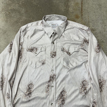 1970s HBARC GABARDINE SILKY WESTERN PEARL SNAP SHIRT