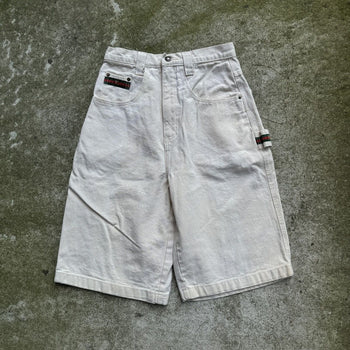 1990s USA ROUGH BAGGY WHITE DENIM SKATER JEAN SHORTS JORTS