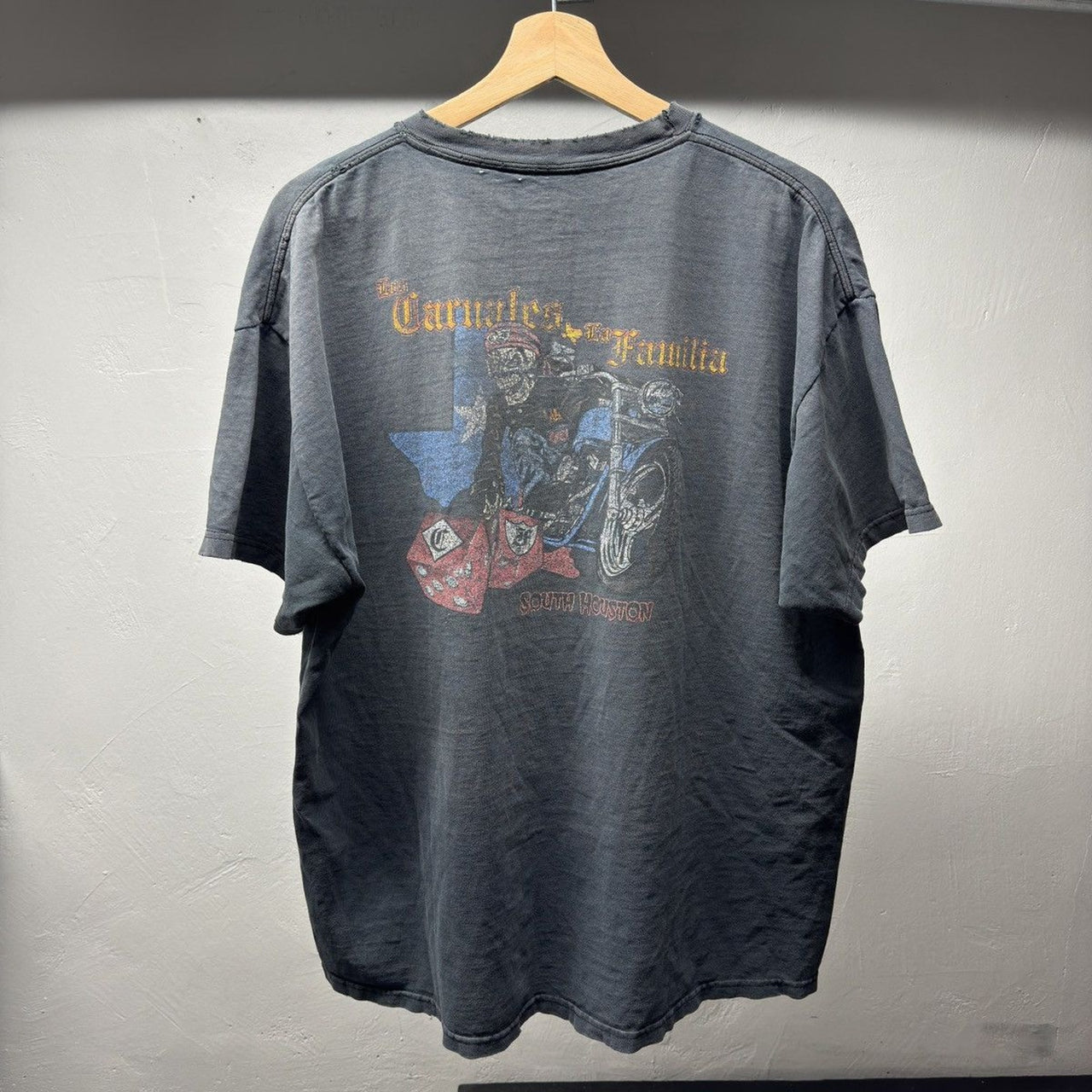 2000s Thrashed Faded Distressed Skull Biker Tee