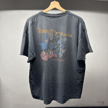 2000s Thrashed Faded Distressed Skull Biker Tee