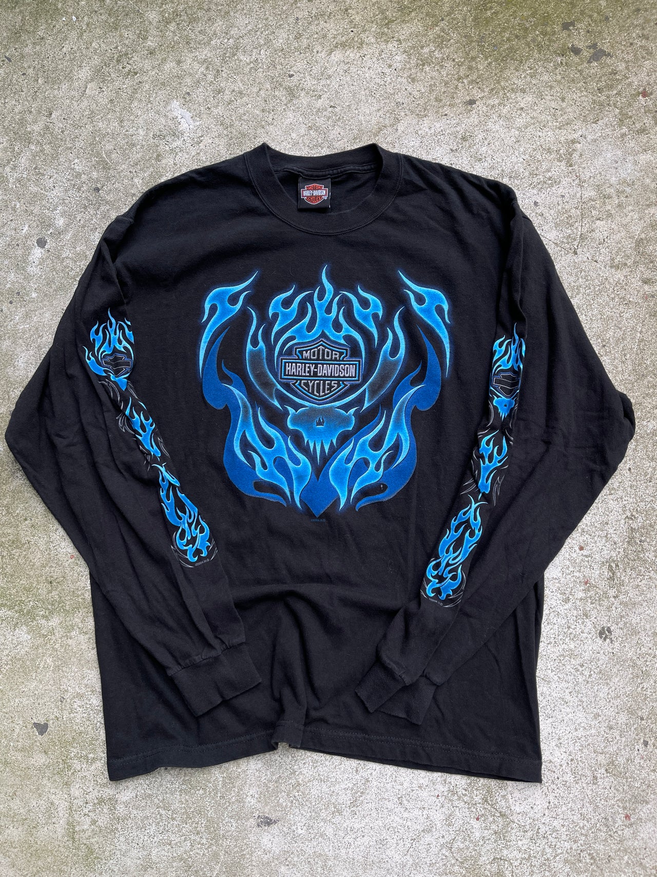 2000s HARLEY DAVIDSON SKULL FLAME LONGSLEEVE TEE