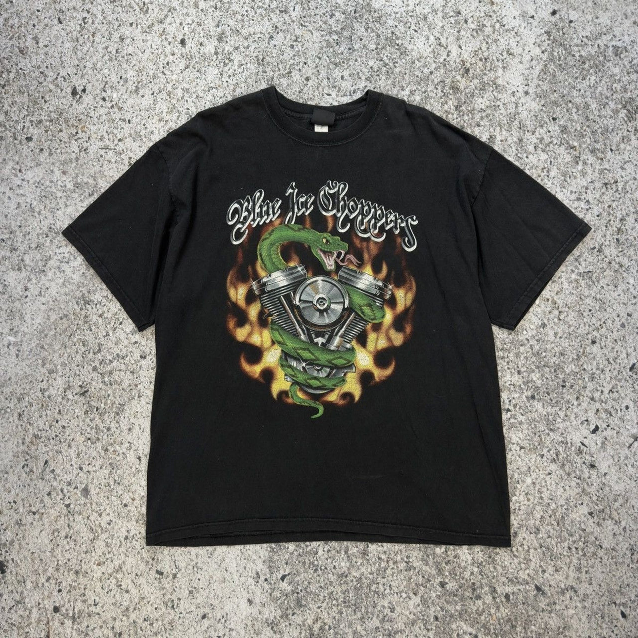 2000s Faded Blue Ice Choppers Biker Tee