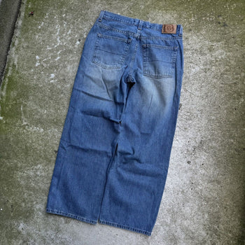 2000s Y2K BAGGY BULLHEAD DENIM WIDE LEG SKATER JEANS