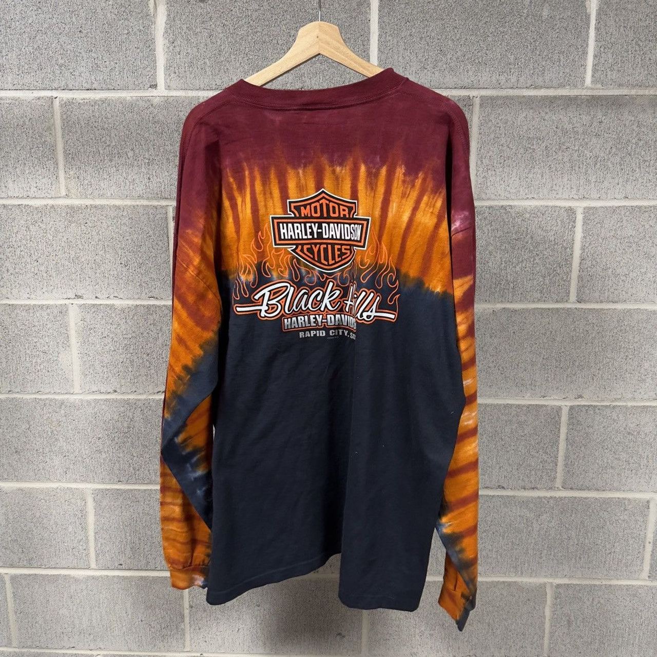 2000s Harley Davidson Tie Dye Flame Longsleeve Tee