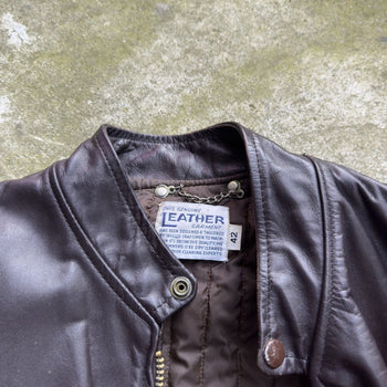 1970S GENUINE LEATHER CAFE RACER JACKET BROWN