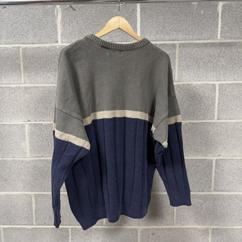 1990s Blue Green Ribbed Cotton Sweater