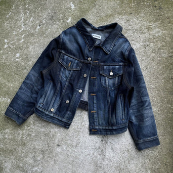 BALENCIAGA 2021 DIRTY BLUE SWING DENIM JACKET