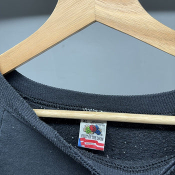 1990s Thrashed Faded Distressed Blank Black Raglan Sweatshirt