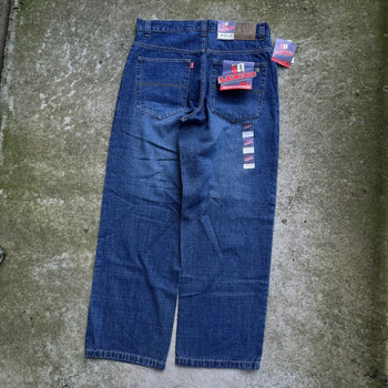 2000S Y2K LOCO BAGGY WIDE LEG BLUE SKATER DENIM JEANS