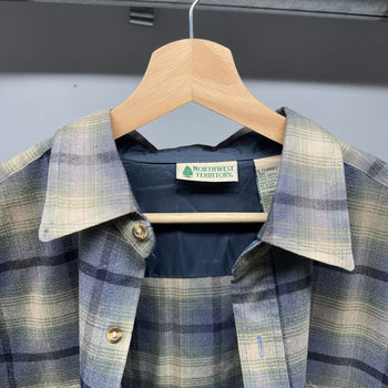 1990s Faded Distressed Plaid Flannel Shirt