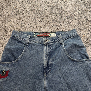 Pantalones cortos vaqueros Jnco de pierna ancha y holgados con rayas Skunk de los años 90
