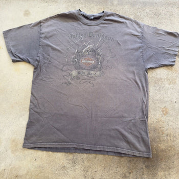 2000S HARLEY DAVIDSON FADED DRAGON LOGO TEE