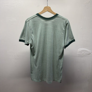 Vintage 1970s Made in USA Paper Thin Soft Heather Green Ringer Tee