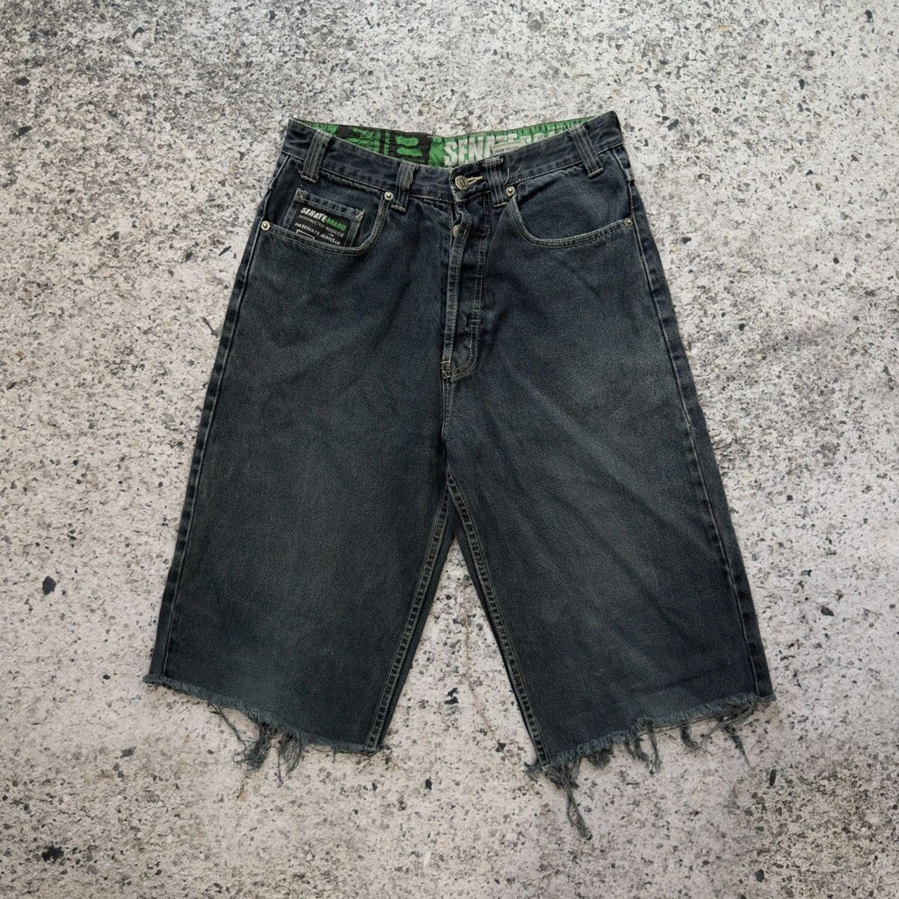 1990s Y2K Thrashed Faded Denim Skater Shorts