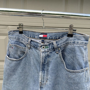 1990s/2000s Tommy Jeans Thrashed Faded Distressed Work Jeans