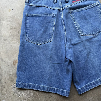 1990S BUM EQUIPMENT FADED BAGGY DENIM SKATER JEAN SHORTS JORTS