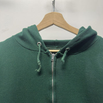 Vintage 1980s Made in USA Faded Distressed Blank Green Zip Hoodie