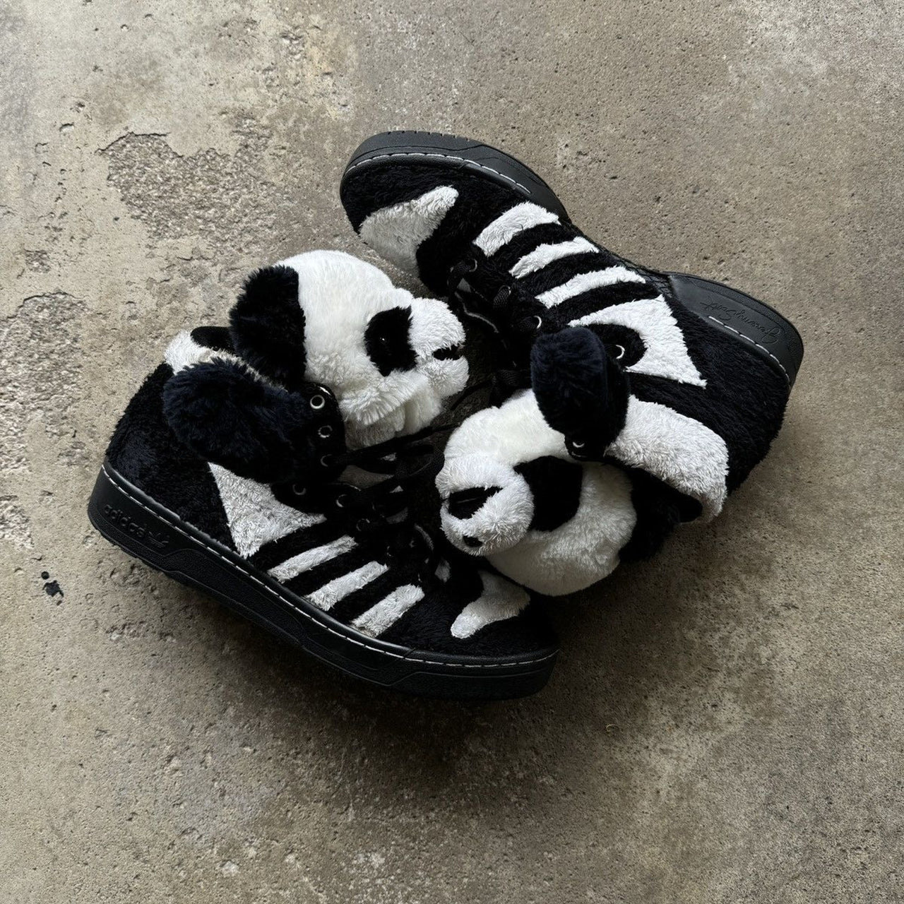 JEREMY SCOTT ADIDAS 2011 PANDA BEAR HIGH TOP SNEAKERS