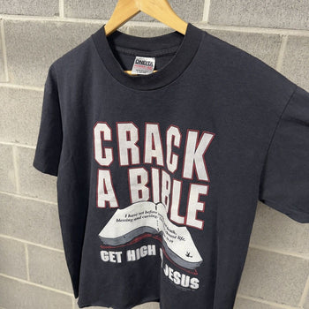 1990s Faded Crack A Bible Get High On Jesus Tee