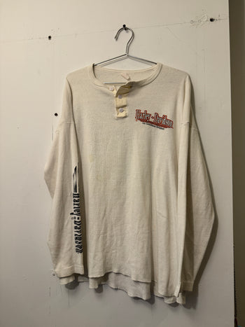 1980s HARLEY DAVIDSON THRASHED FADED LONGSLEEVE THERMAL TEE